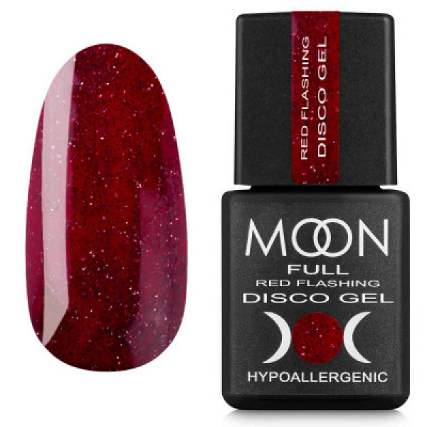 MOON FULL Red Flashing Disco Gel - reflective, 8 ml №FD07