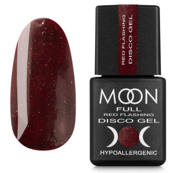 MOON FULL Red Flashing Disco Gel - reflective, 8 ml №FD08