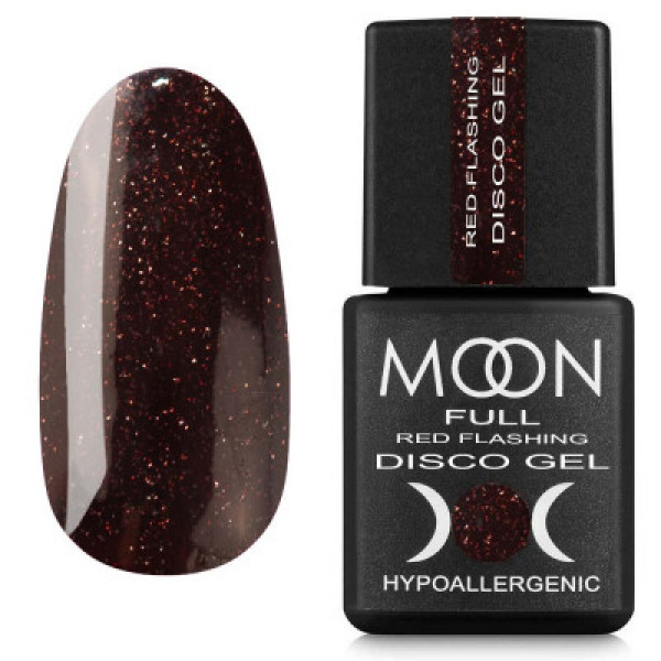 MOON FULL Red Flashing Disco Gel - reflective, 8 ml №FD10