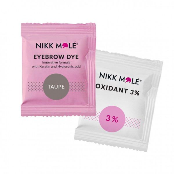 Eyebrow and eyelash dye Taupe and Cream Oxidizer 3% in sachet Nikk Mole, (5 ml each)
