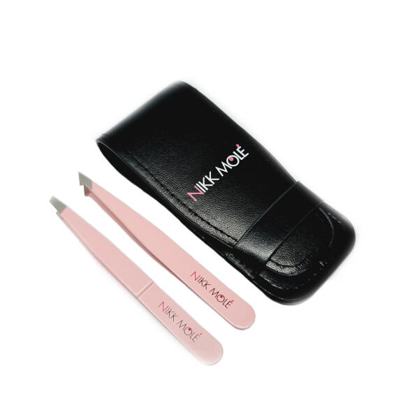 Set of pink tweezers (2 pcs.) Nikk Mole