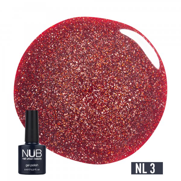 Gel polish Night Light №NL03 (Red Sparks) 8 ml. NUB