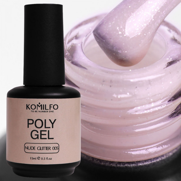 PolyGel №005 Nude Glitter (with shimmer) 15 ml. Komilfo