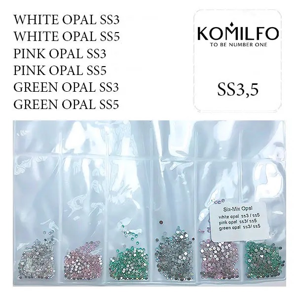 Six-Mix Opal rhinestones, size SS3/SS5 (1600 pcs.) Komilfo