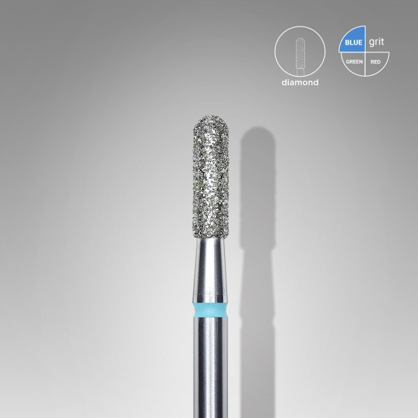 Diamond nail drill bit, rounded cylinder, blue, head diameter 2,3 mm/ working 8 mm (FA30B023/8) Staleks