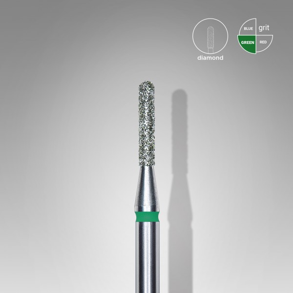 Diamond nail drill bit, rounded cylinder, green, head diameter 1,4 mm/ working 8 mm (FA30G014/8) Staleks