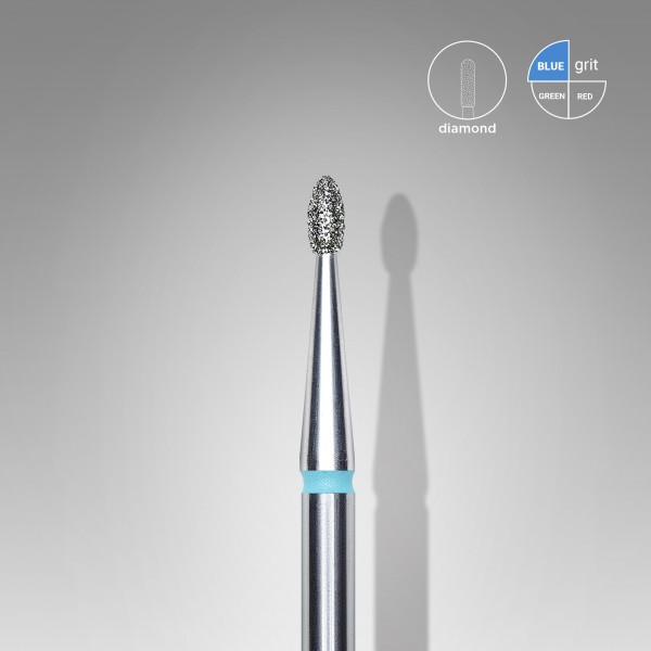 Diamond nail drill bit, rounded bud, blue, head diameter 1,6 mm/ working part 3,4 mm (FA50B016/3.4) Staleks