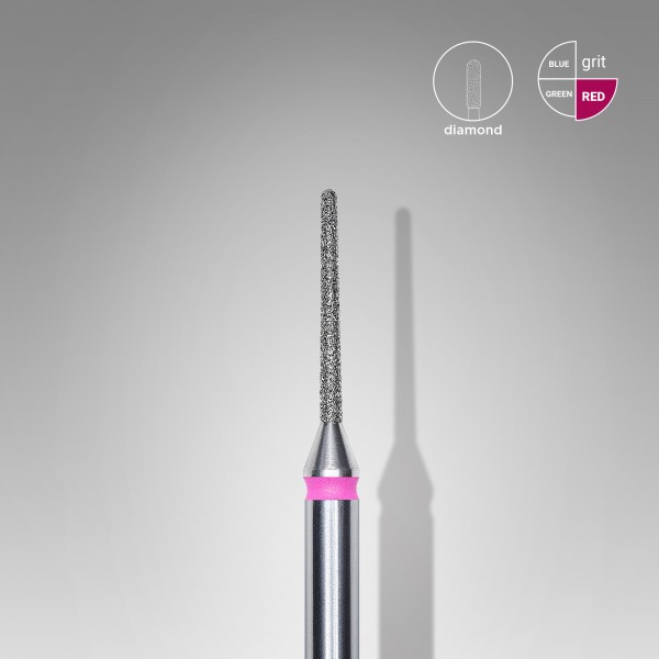 Diamond nail drill bit, needle, red, head diameter 1 mm/ working part 10 mm (FA80R010/10) Staleks 