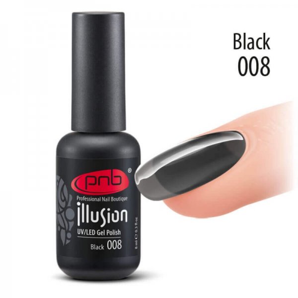 Gel Polish №008 Black  (Illusion) 4 ml. PNB