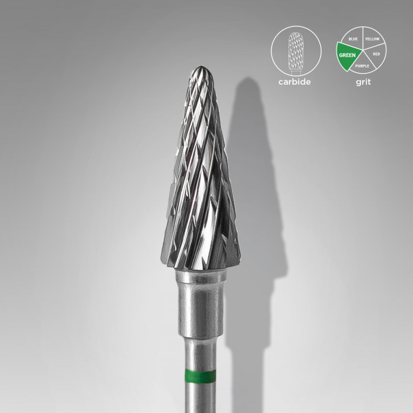 Carbide drill bit, cone, green, head diameter 6 mm/ working part 14 mm (FT71G060/14) Staleks