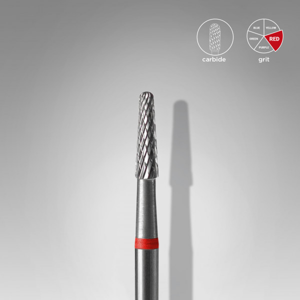 Carbide nail drill bit, “cone” red, head diameter 2.3 mm / working part 8 mm (FT71R023/8) Staleks