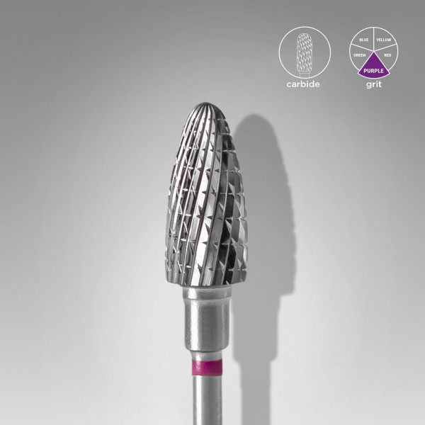 Carbide nail drill bit, “corn” purple, head diameter 6 mm / working part 14 mm (FT90V060/14) Staleks