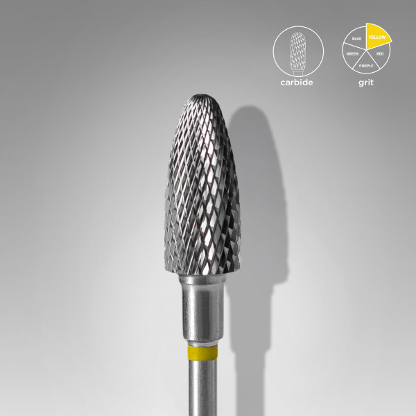 Carbide nail drill bit, “corn” yellow, head diameter 6 mm / working part 14 mm (FT90Y060/14) Staleks