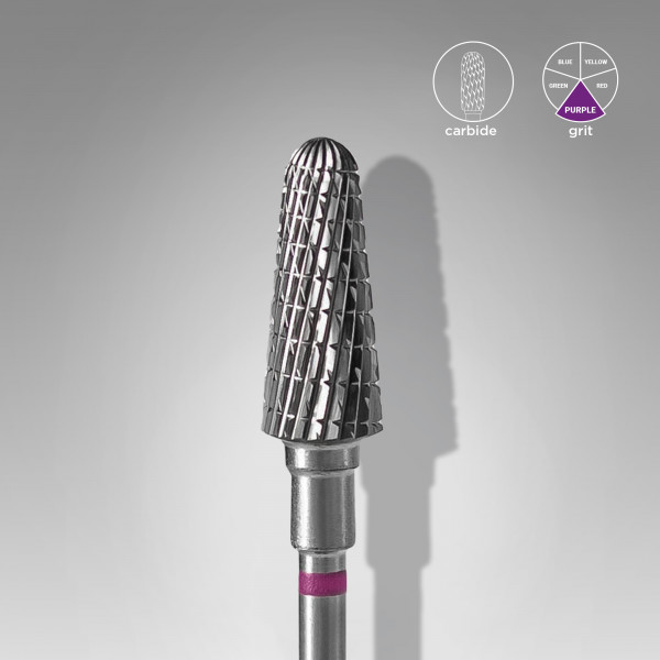 Carbide nail drill bit, “frustum” purple, head diameter 6 mm / working part 14 mm (FT70V060/14) Staleks