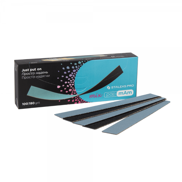 Disposable double-sided files papmAm Mix for straight nail file 50 pcs. (DFCMix-22-100/180) Staleks