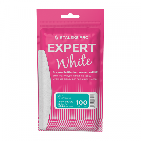 A set off white removable one-off files for crescent nail file EXPERT (DFE-42-100w) (50 pcs) Staleks