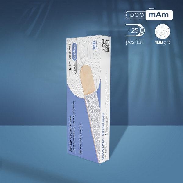 Disposable white papmAm files on a wooden base EXPERT 22 150 grit (25 pcs) Staleks