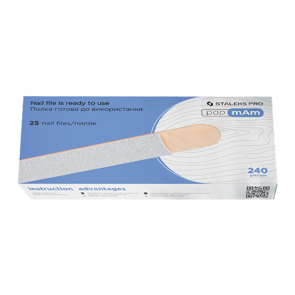 Disposable white papmAm files on a wooden base EXPERT 22 240 grit (25 pcs) Staleks