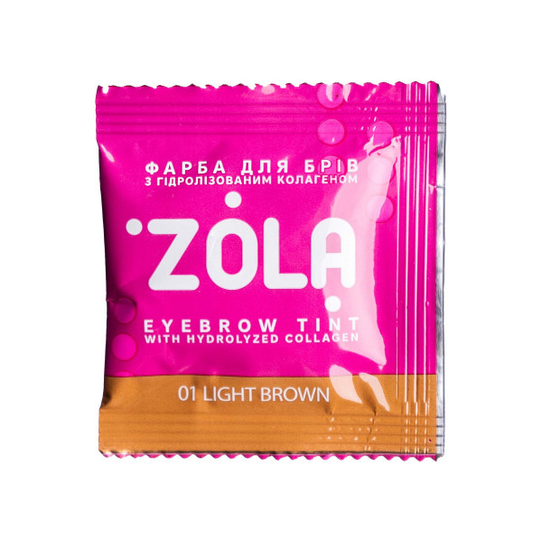 Краска для бровей с коллагеном в саше с окислителем 5ml. 01 Light brown ZOLA