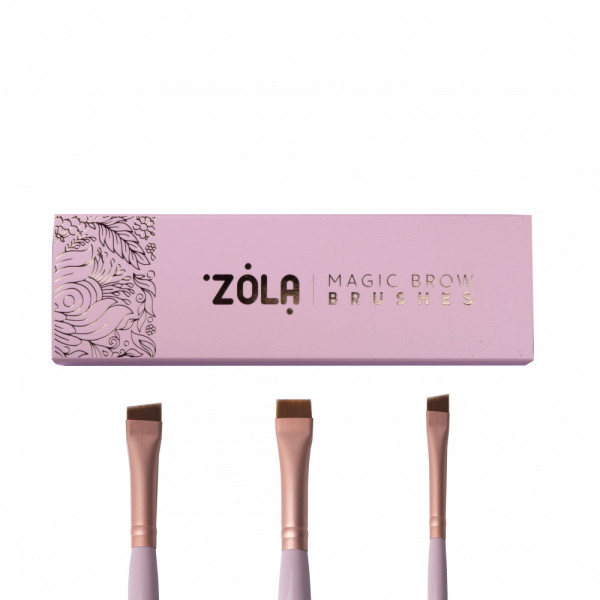 Professional set of brushes for dyeing eyebrows MAGIC BROW BRUSHES light pink ZOLA