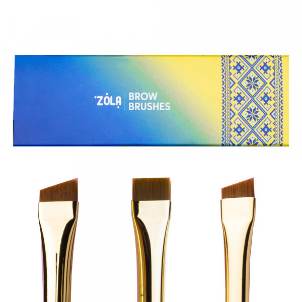 Professional set of brushes for dyeing eyebrows ROW BRUSHES UKRAINIAN EDITION ZOLA