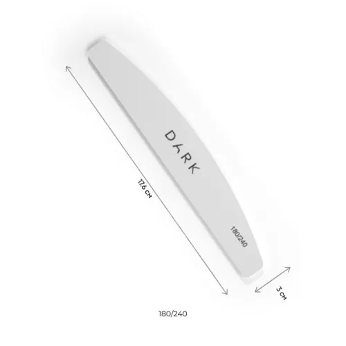 DARK Crescent-shaped nail file, abrasiveness 180/240 (white)