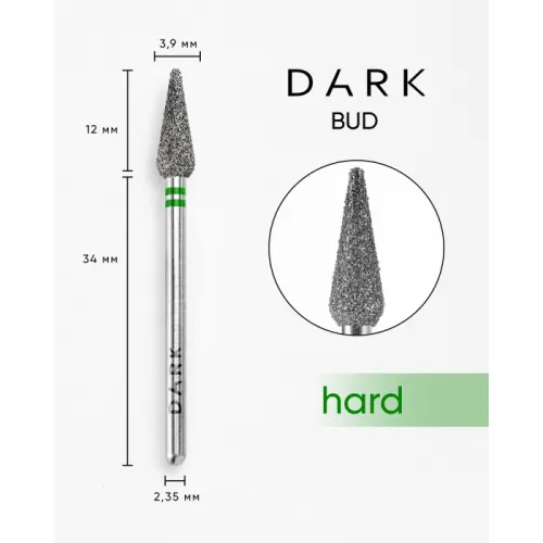Diamond nail drill bit, bud, green, DARK