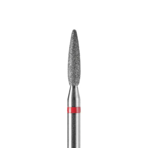 Diamond nail drill bit, obtuse flame, red, 2.4x10 mm, DARK