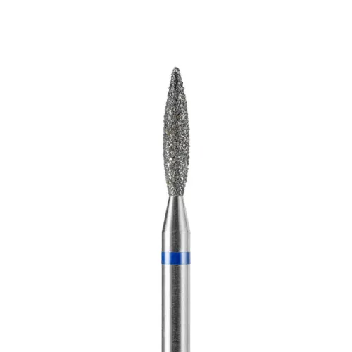 Diamond nail drill bit, sharp flame, blue, 2.1x10 mm, DARK