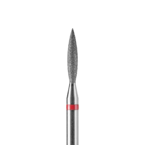 Diamond nail drill bit, sharp flame, red, 2.1x10 mm, DARK