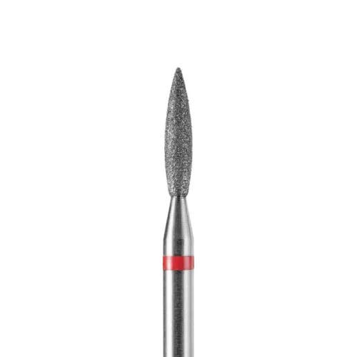 Diamond nail drill bit, sharp flame, red, 2.3x10 mm, DARK
