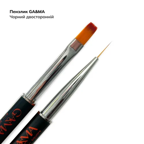 GA&MA Кисточка черная двухсторонняя (лайнер+плоский квадратный)
