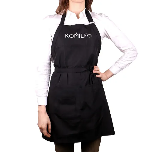 Apron Komilfo, black, short, with three pockets