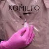 Komilfo-Schürze, Puderrosa, kurz, mit abnehmbarer PVC-Folie.