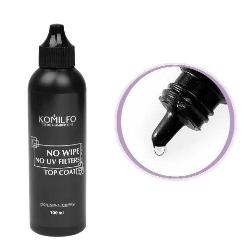 Komilfo No Wipe Top No Filters - top without a sticky layer without UV filters, 100 ml (barrel with spout)