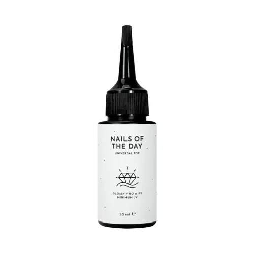 NAILS OF THE DAY Universal Top — glossy top without a sticky layer with a minimal content of UV filters, 50 ml