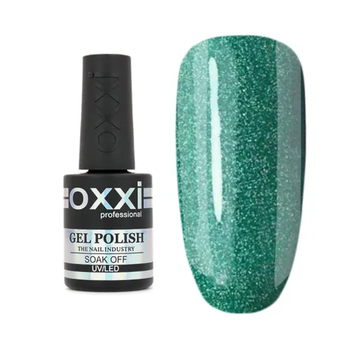 Gel Polish OXXI Professional No. 203 (green with fine saturated holographic sparkles) 10 ml.