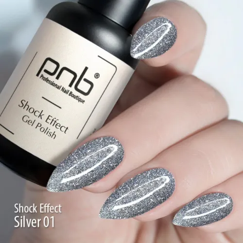 UV/LED Gel Polish SHOCK EFFECT 01 Silver PNB 8 ml 