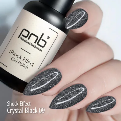 UV/LED Gel Polish SHOCK EFFECT 09 Crystal Black PNB 8 ml.