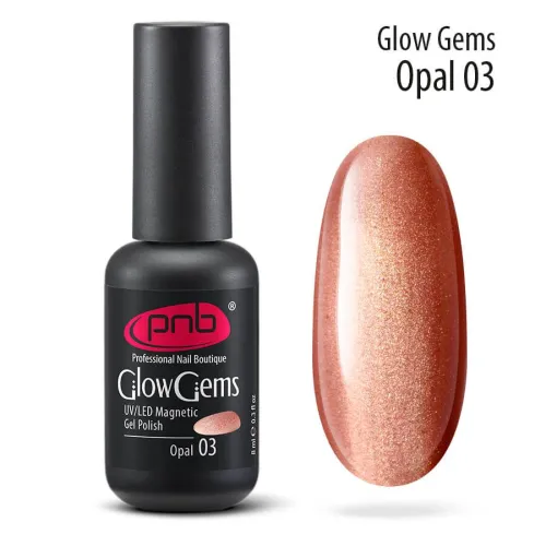 УФ/ЛЕД Магнитный гель- лак "Сияющие камни" PNB 03/ UV/LED Magnetic Gel Polish Glow Gems PNB 03 , 8мл