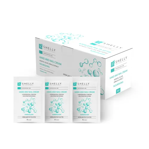 Hand and nail cream with keratin, silver and arnica extract Shelly 4 ml x 100 pcs.