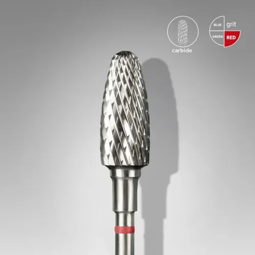 Carbide drill bit, "corn," red, head diameter 6 mm/ working part 14 mm Staleks FT90R060/14
