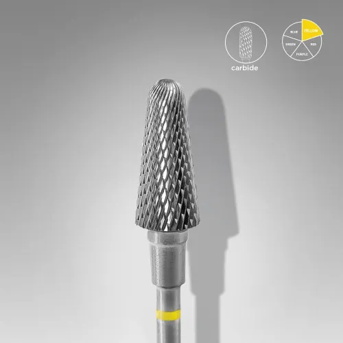 Carbide drill bit, "frustum", yellow, head diameter 6 mm/ working part 14 mm Staleks FT70Y060/14