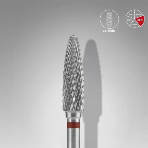 Carbide drill bit, "corn," red, head diameter 4 mm/ working part 14 mm Staleks FT90R040/14
