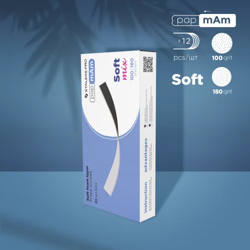 Disposable double-sided files papmAm Mix EXPERT, (soft foam) 100/180 grit (25 pcs) Staleks DFCEMix-20-100/180