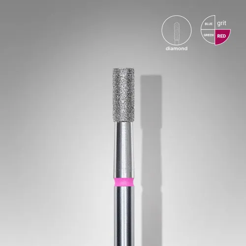 Diamond nail drill bit, "cylinder", red, head diameter 2.5 mm/ working part 6 mm Staleks FA20R025/6