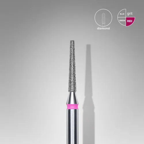 Diamond nail drill bit, "frustum", red, head diameter 1.6 mm/ working part 10 mm Staleks FA70R016/10