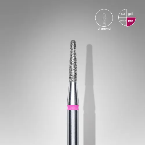 Diamond nail drill bit, "frustum", red, head diameter 1.8 mm/ working part 8 mm Staleks FA70R018/8