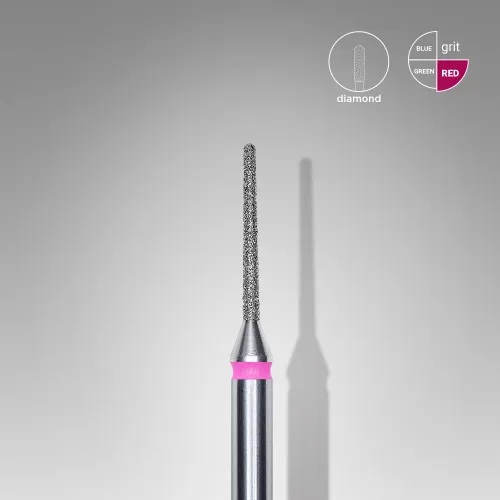 Diamond nail drill bit, "needle", red, head diameter 1 mm/ working part 10 mm Staleks FA80R010/10