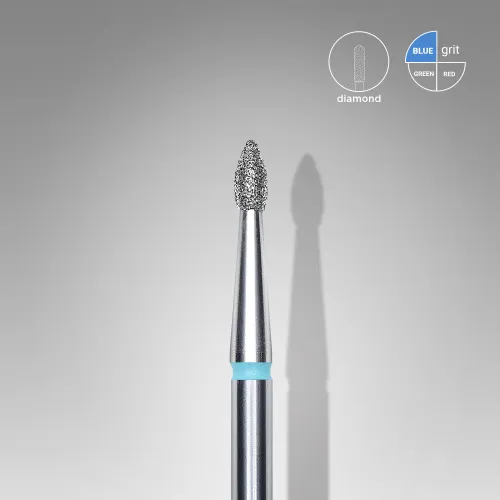 Diamond nail drill bit, pointed "bud" , blue, head diameter 1.8 mm/ working part 4 mm Staleks FA60B018/4